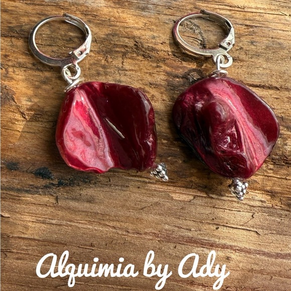 Alquimia by Ady Red biwa pearl Earrings - Picture 1 of 1